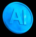 Blue AI Coin 3D Front